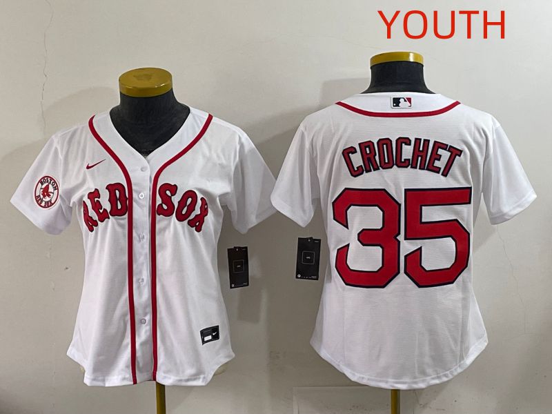 Youth 2025 Boston Red Sox #35 Crochet White Game Nike MLB Jersey style 5